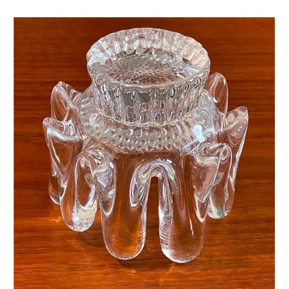 Kosta Boda Sunflower Candleholder Goran Warff 1970s Swedish Art Glass Clear MCM - Picture 15 of 16